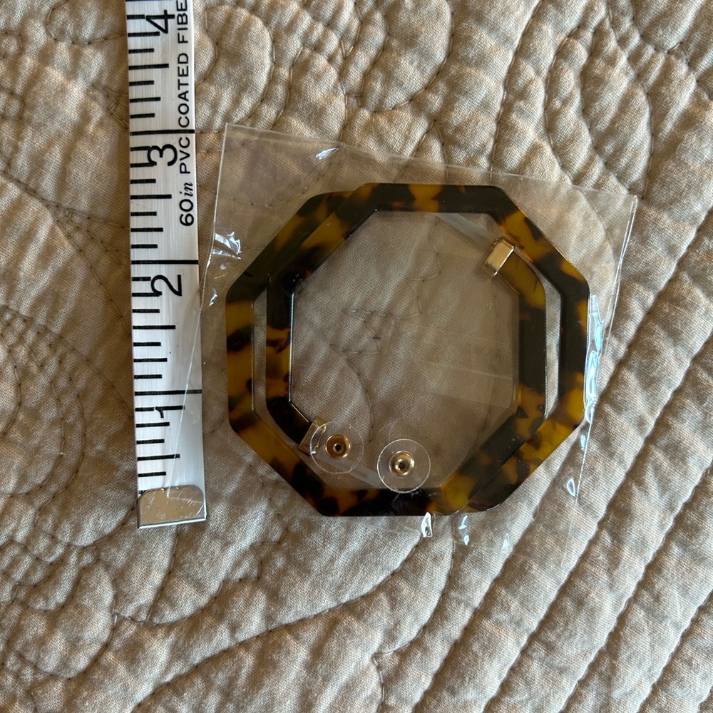 Brand New in Bag Tortoise Shell Hoop Earrings - Picture 6 of 7